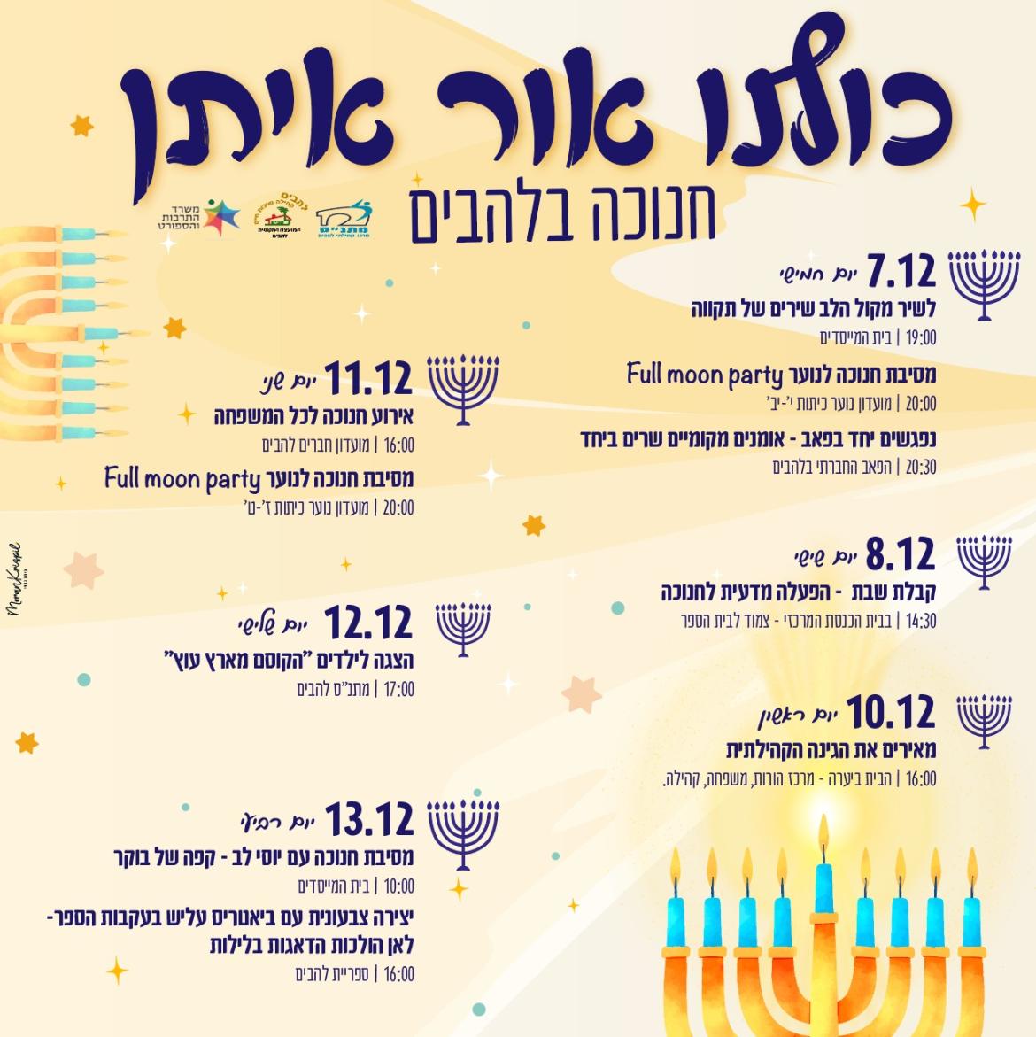 פעילויות חנוכה בלהבים 2023