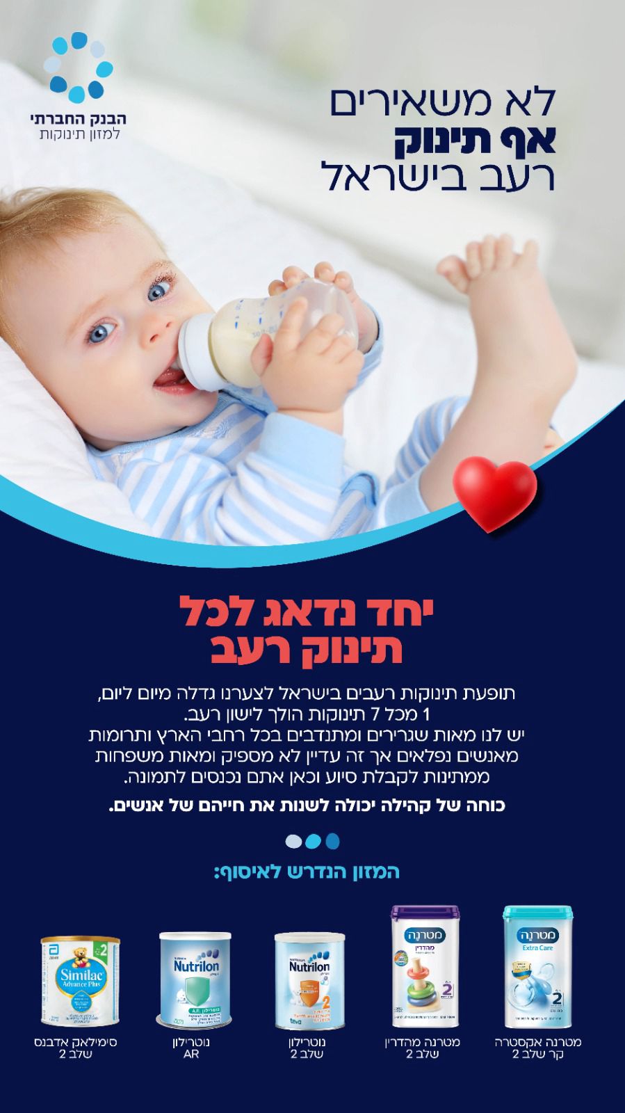לא משאירים אף תינוק רעב בישראל תרומת מזון לתינוקות ממשפחות מעוטות יכולת